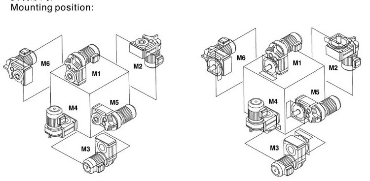 Right Angle K S F R Series Bevel Helical Gear Reducer Gearbox Solid Hollow Shaft